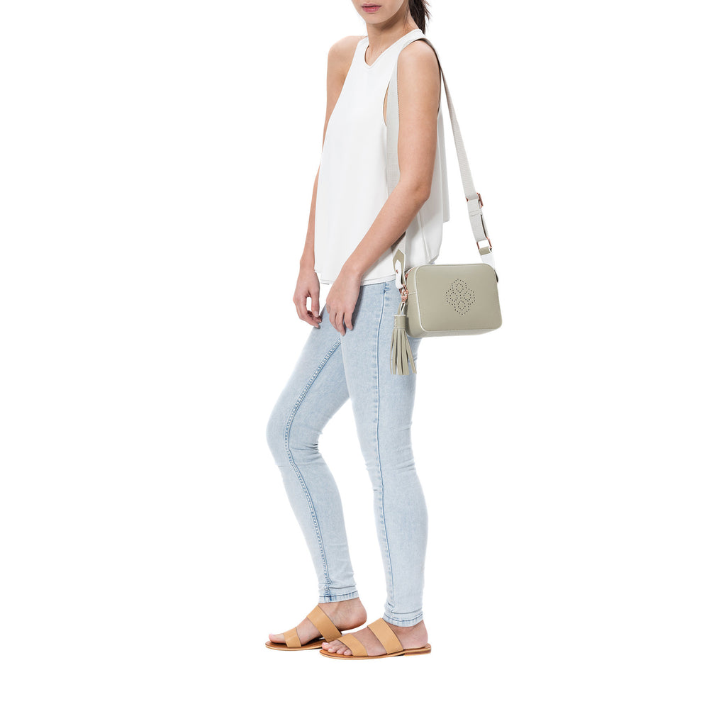 MISCHA Monogram Crossbody - Stone (model shot)