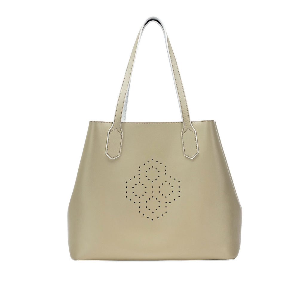 MISCHA Monogram Tote - Stone (closed)