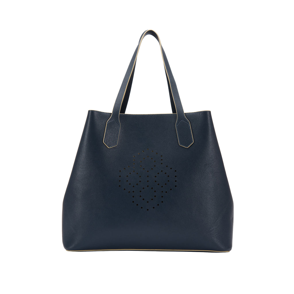 MISCHA Monogram Tote - Navy (Closed)