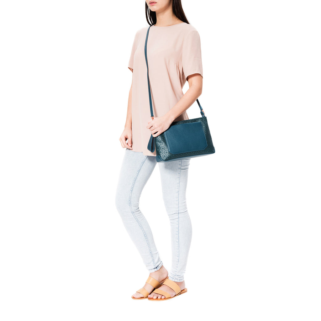 Mischa Crossbody Clutch - Fern (with strap)