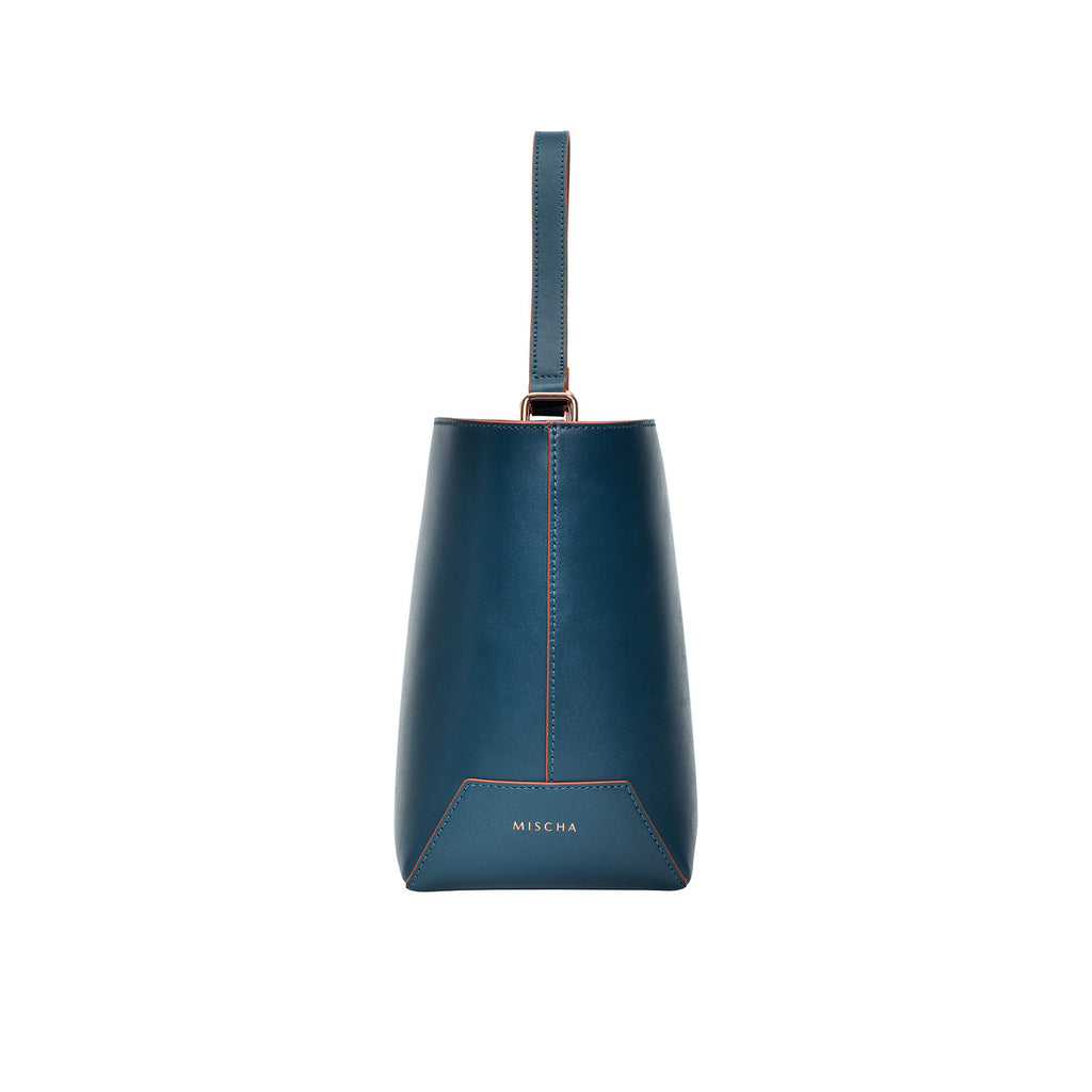 MISCHA Leather Bucket Bag - Fern (side2)