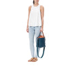 MISCHA Leather Bucket Bag - Fern (model shot)