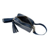 MISCHA Monogram Crossbody - Navy (open view with navy strap)
